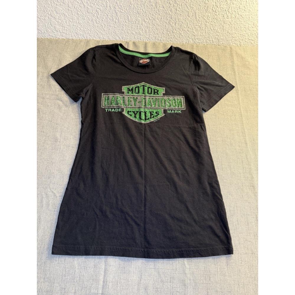 Harley Davidson Green Women's Size S T-shirt rhinestones Tacoma, Washington 2011